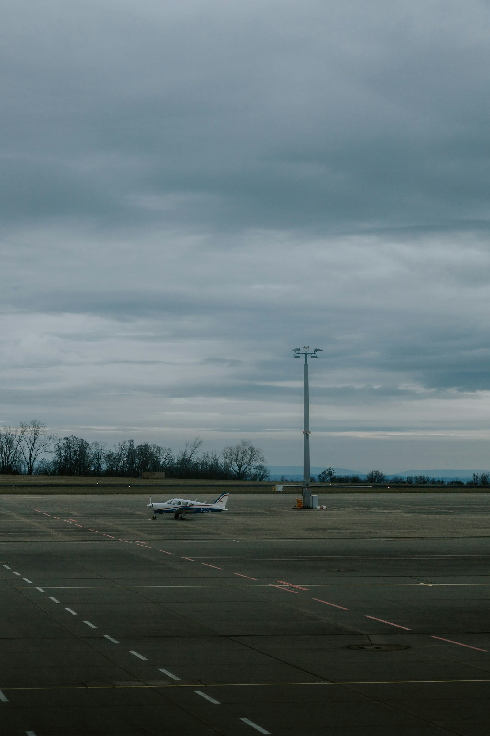 Light training aircraft on the airfield